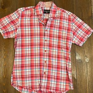 Men’s Masutto Plaid Cotton Short Sleeved Button Down.